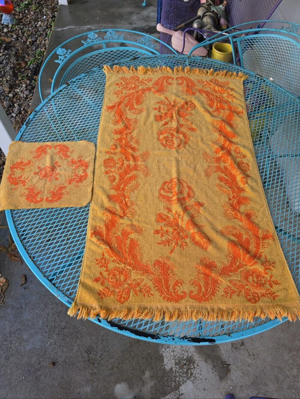 Vintage Grants Home Bath Towel And Washcloth Cotton Floral Rose